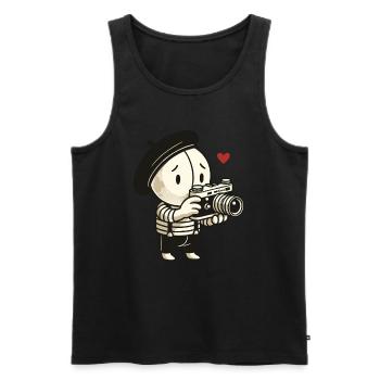 Le photographe timide de la pantomime - Débardeur bio Premium Homme - noir - Devant - AI Model Male 178 light (178cm)