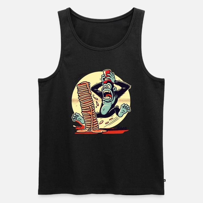 Pancake-Affe – Chaos mit Sirup - Männer Premium Bio Tank Top - Schwarz