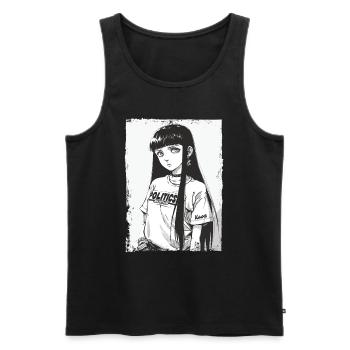 Cartoon Girl japonais et politique - Débardeur bio Premium Homme - noir - Devant - Michal (187cm)