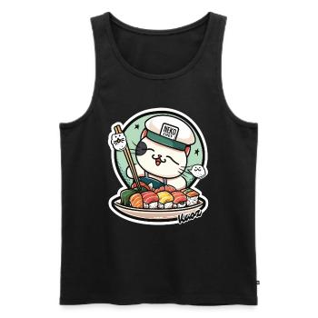 Neko Sushi Chef – Funny Cat Kitchen - Débardeur bio Premium Homme - noir - Devant - AI Model Male 178 light (178cm)