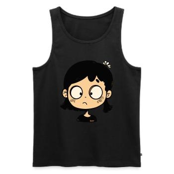 fille de dessin animé réfléchie - Débardeur bio Premium Homme - noir - Devant - Michal (187cm)