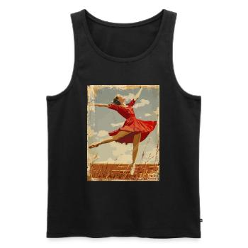 Vintage Ballerina auf dem Feld - Männer Premium Bio Tank Top - Schwarz - Vorne - Michal (187cm)
