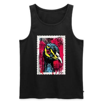 Pfau mit pinkem Blick im Streetart-Look - Männer Premium Bio Tank Top - Schwarz - Vorne - AI Model Male 178 light (178cm)