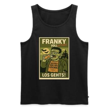 Franky – Der Durst wird gelöscht! - Männer Premium Bio Tank Top - Schwarz - Vorne - Michal (187cm)