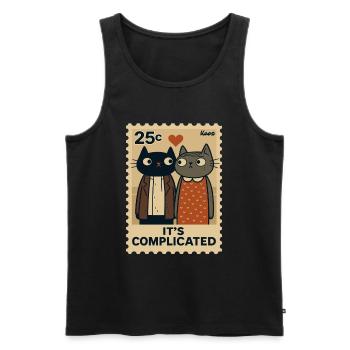 Verliebte Katzen mit rotem Herz - Männer Premium Bio Tank Top - Schwarz - Vorne - Michal (187cm)