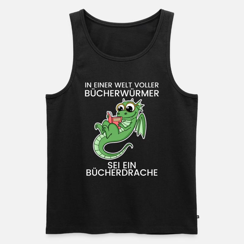 Bücher Drache Drachen - Männer Premium Bio Tank Top - Schwarz