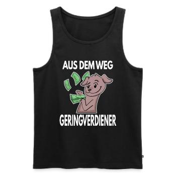 Aus dem Weg du Geringverdiener - Kapitalismus - Männer Premium Bio Tank Top - Schwarz - Vorne - Michal (187cm)