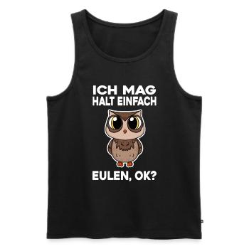 Ich mag halt einfach Eulen - Männer Premium Bio Tank Top - Schwarz - Vorne - AI Model Male 178 light (178cm)