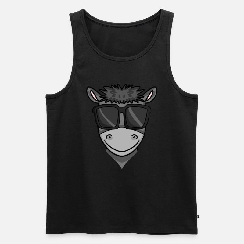 Cooler Esel mit Sonnenbrille - Männer Premium Bio Tank Top - Schwarz