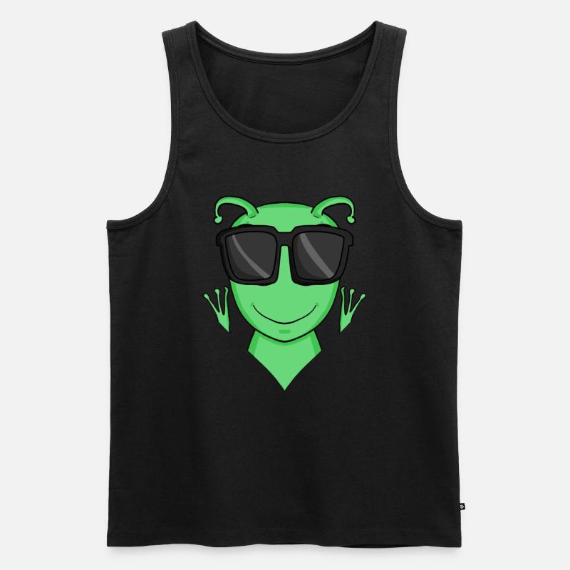 Cooles Alien mit Sonnenbrille - Männer Premium Bio Tank Top - Schwarz