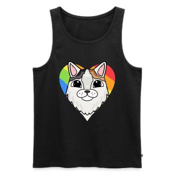 Chat LGBT Turc Van Rainbow - Débardeur bio Premium Homme - noir - Devant - Michal (187cm)