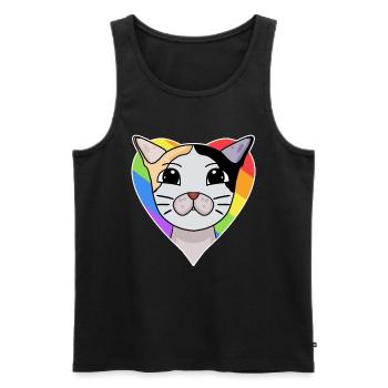 Chat LGBT Japonais Bobtail Rainbow - Débardeur bio Premium Homme - noir - Devant - Michal (187cm)