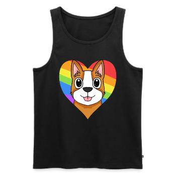 Chien LGBT Welsh Corgi Pembroke Rainbow - Débardeur bio Premium Homme - noir - Devant - Michal (187cm)