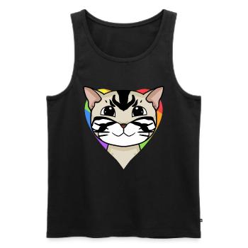 LGBT Cat American Shorthair Arc-en-ciel - Débardeur bio Premium Homme - noir - Devant - Michal (187cm)