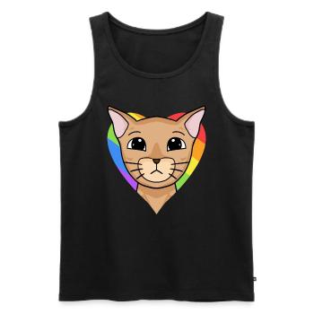 LGBT Katze Abessinierkatze Regenbogen - Männer Premium Bio Tank Top - Schwarz - Vorne - Michal (187cm)