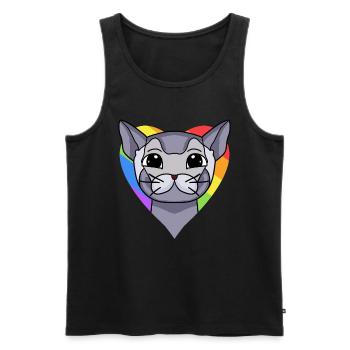 CHAT LGBT British Shorthair Rainbow - Débardeur bio Premium Homme - noir - Devant - Michal (187cm)