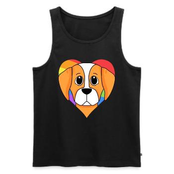 LGBT Hund Epagneul Breton Regenbogen - Männer Premium Bio Tank Top - Schwarz - Vorne - Michal (187cm)
