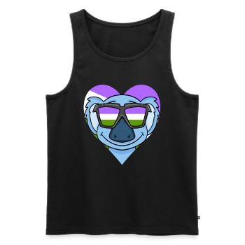 Genderqueer Koala - Débardeur bio Premium Homme - noir - Devant - AI Model Male 178 light (178cm)