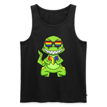 LGBT Animal Dinosaur Rainbow Heart - Men's Premium Organic Tank Top - black - Front - AI Model Male 178 light (178cm)