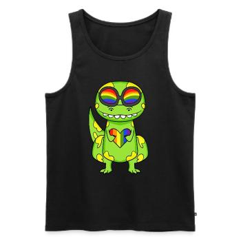 LGBT Animal Dinosaur Rainbow Heart - Men's Premium Organic Tank Top - black - Front - Michal (187cm)
