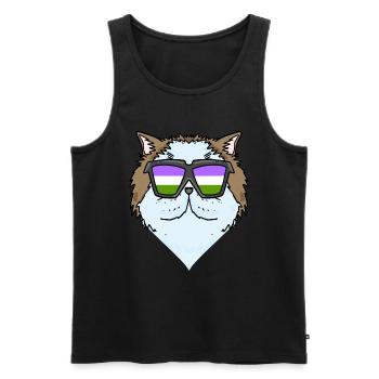 Genderqueer Chat Lgbt Chat Persan - Débardeur bio Premium Homme - noir - Devant - Michal (187cm)