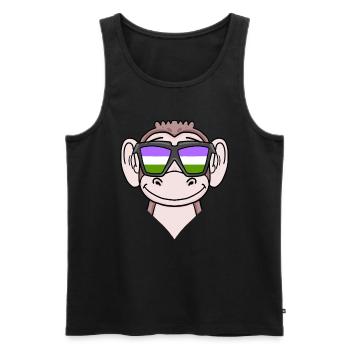 Singe Genderqueer - Débardeur bio Premium Homme - noir - Devant - AI Model Male 178 light (178cm)