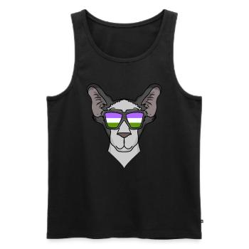 Genderqueer Lgbt Cat Oriental Shorthair - Men's Premium Organic Tank Top - black - Front - Michal (187cm)
