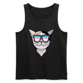 Chat Bobtail japonais transsexuel transgenre - Débardeur bio Premium Homme - noir - Devant - Michal (187cm)