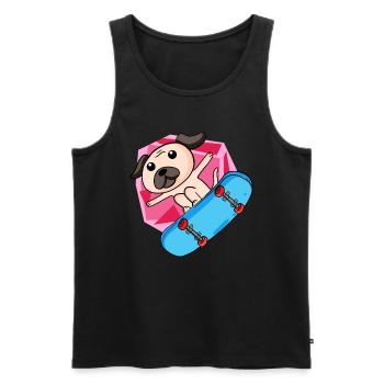 Dog as skater with skateboard - Men's Premium Organic Tank Top - black - Front - Michal (187cm)