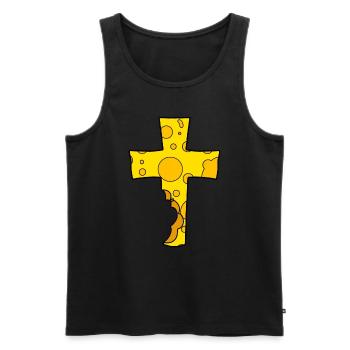 Cross symbol cheese - Men's Premium Organic Tank Top - black - Front - Michal (187cm)