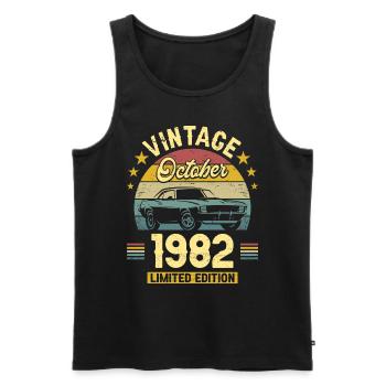 Vintage Octobre 1982 40 Ans Anniversaire - Débardeur bio Premium Homme - noir - Devant - Michal (187cm)