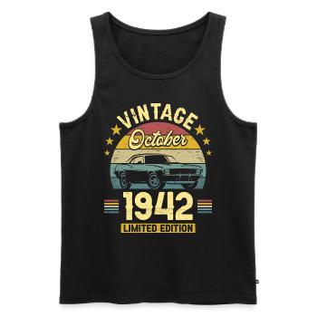 Vintage October 1942 80 Years Anniversary - Men's Premium Organic Tank Top - black - Front - Michal (187cm)
