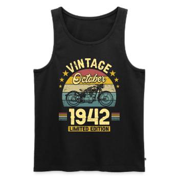 Vintage October 1942 80 Years Anniversary - Men's Premium Organic Tank Top - black - Front - Michal (187cm)