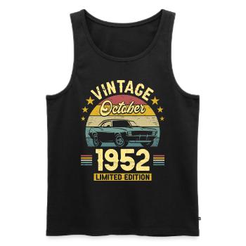 Vintage Octobre 1952 70 Ans Anniversaire - Débardeur bio Premium Homme - noir - Devant - Michal (187cm)