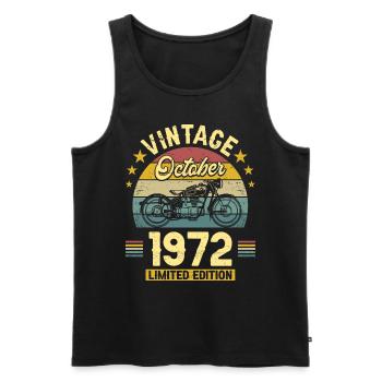 Vintage Octobre 1972 50 Ans Anniversaire - Débardeur bio Premium Homme - noir - Devant - Michal (187cm)