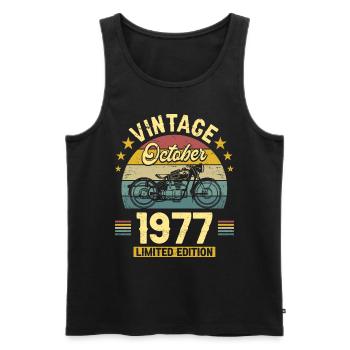Vintage October 1977 45 Years Anniversary - Men's Premium Organic Tank Top - black - Front - Michal (187cm)