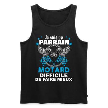 Motard Et Parrain Idée Cadeau Tonton - Débardeur bio Premium Homme - noir - Devant - Michal (187cm)
