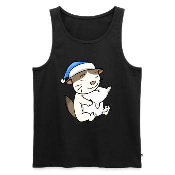Chat race de chat RagaMuffin - Débardeur bio Premium Homme - noir - Devant - AI Model Male 178 light (178cm)