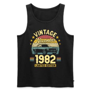 Vintage Novembre 1982 40 Ans Anniversaire - Débardeur bio Premium Homme - noir - Devant - Michal (187cm)