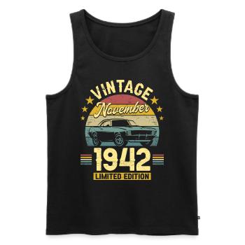 Vintage November 1942 80 years Anniversary - Men's Premium Organic Tank Top - black - Front - Michal (187cm)