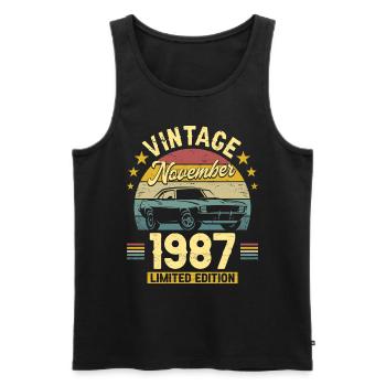 Vintage November 1987 35 years Anniversary - Men's Premium Organic Tank Top - black - Front - Michal (187cm)