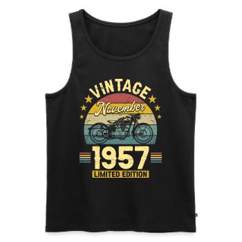 Vintage Novembre 1957 65 Ans Anniversaire - Débardeur bio Premium Homme - noir - Devant - AI Model Male 178 light (178cm)