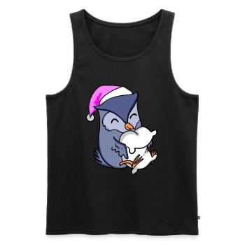 Owl with pillow and sleeping cap - Men's Premium Organic Tank Top - black - Front - AI Model Male 178 light (178cm)