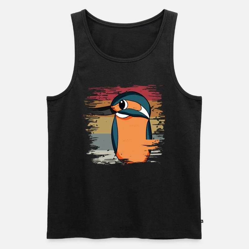 Eisvogel Blauer Vogel Retro - Männer Premium Bio Tank Top - Schwarz