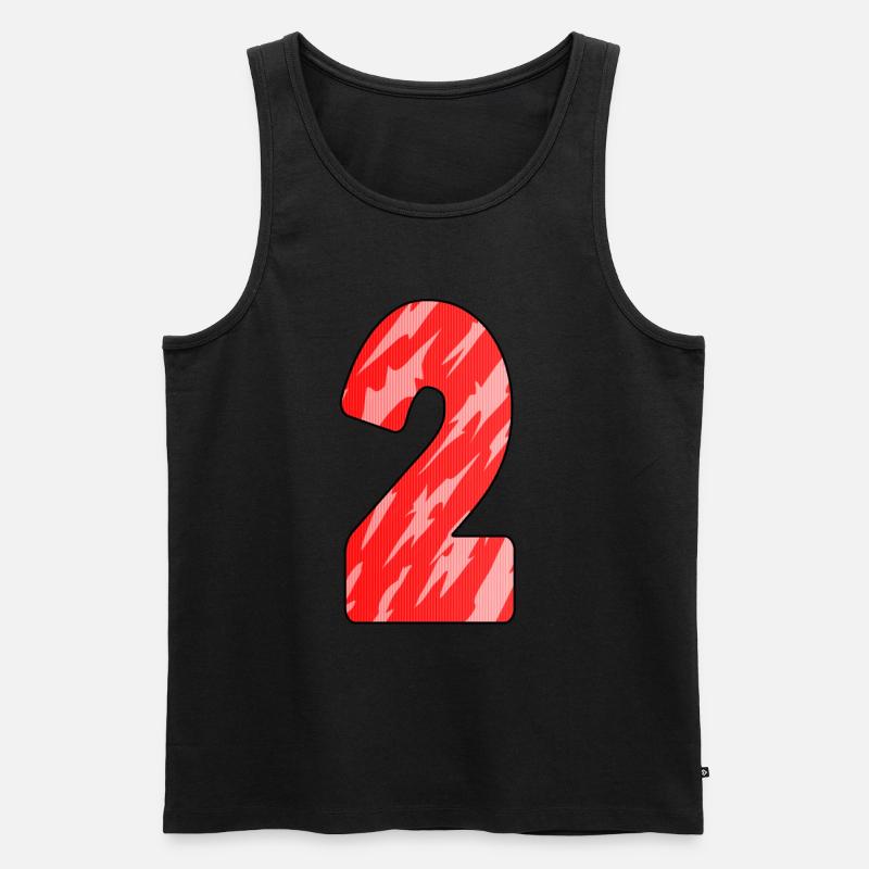 Nummer 2 Rot Muster - Männer Premium Bio Tank Top - Schwarz