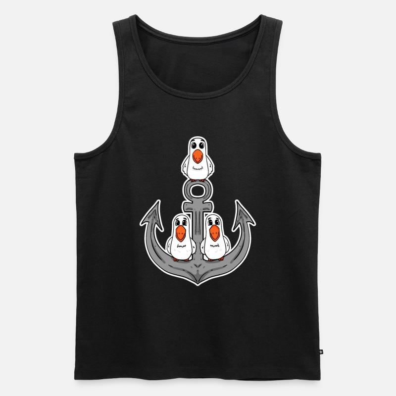 Möwen Möwe Anker - Männer Premium Bio Tank Top - Schwarz