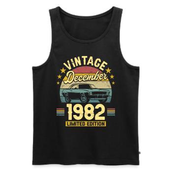 Vintage Décembre 1982 40 Ans Anniversaire - Débardeur bio Premium Homme - noir - Devant - Michal (187cm)