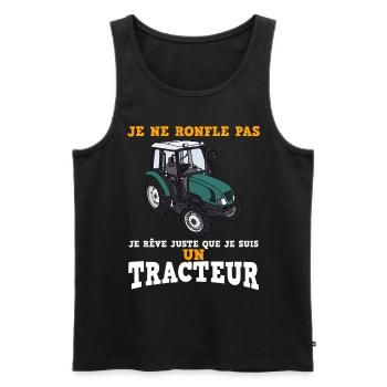 Mon Rêve De Tracteur Cadeau Homme Humour - Débardeur bio Premium Homme - noir - Devant - AI Model Male 178 light (178cm)