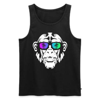 Monkey Affe Urlaub Sonnenbrille Gute Laune Musik A - Männer Premium Bio Tank Top - Schwarz - Vorne - AI Model Male 178 light (178cm)