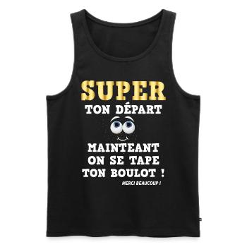 Collègue super ton départ cadeau humour - Débardeur bio Premium Homme - noir - Devant - AI Model Male 178 light (178cm)